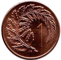 Лист папоротника. Монета 1 цент. 1969 год, Новая Зеландия. 