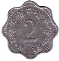 Монета 2 миля. 1972 год, Мальта. Монета 2 миля. 1972 год, Мальта.