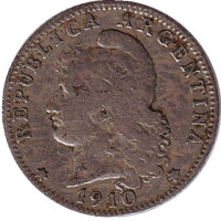 Монета 20 сентаво. 1910 год, Аргентина. 