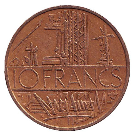 Монета 10 франков. 1976 год, Франция.