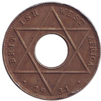 Монета 1/10 пенни. 1931 год, Британская Западная Африка. 