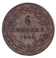 Монета 6 крейцеров. 1840 год, Германия. Бавария. Монета 6 крейцеров. 1840 год, Германия. Бавария.