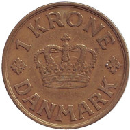 Монета 1 крона. 1940 год, Дания. Монета 1 крона. 1940 год, Дания.