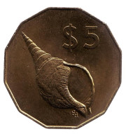 Монета 5 долларов. 2003 год, Острова Кука. Морская раковина. Монета 5 долларов. 2003 год, Острова Кука. Морская раковина.