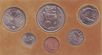 Банковский набор монет Сингапура (6 шт.) в альбоме. 1976 год.