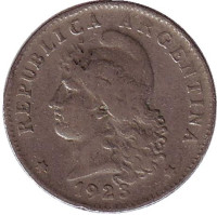 Монета 20 сентаво. 1923 год, Аргентина. 