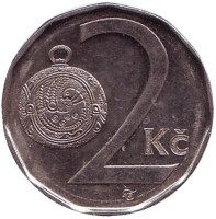Монета 2 кроны. 2001 год, Чехия.