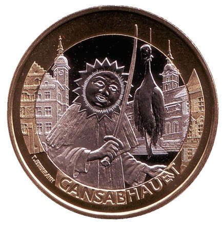 Монета 10 франков. 2014 год, Швейцария. Праздник Гансабауэт в Зурзе. День Святого Мартина.