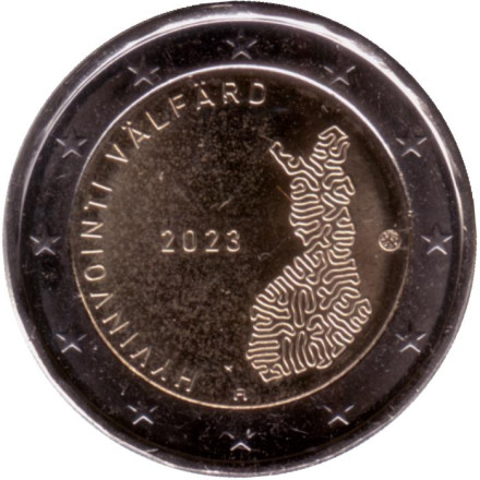 Монета 2 евро. 2023 год, Финляндия. Социальные и медицинские службы в Финляндии.