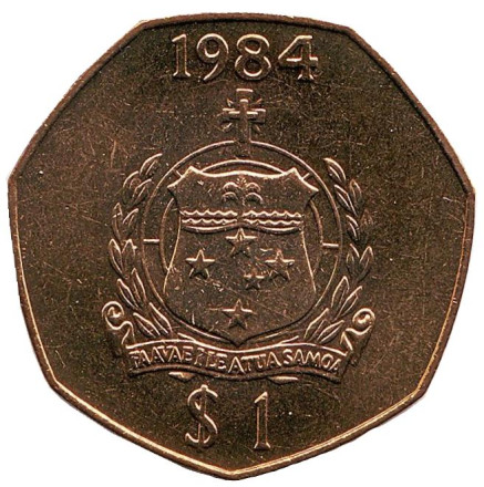 Монета 1 тала. 1984 год, Самоа. Герб Самоа.