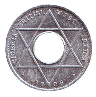 Монета 1/10 пенни. 1908 год, Британская Западная Африка. (Алюминий) Монета 1/10 пенни. 1908 год, Британская Западная Африка. (Алюминий)