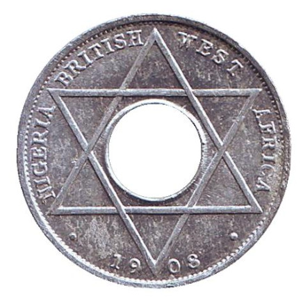 Монета 1/10 пенни. 1908 год, Британская Западная Африка. (Алюминий)