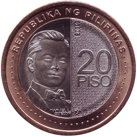 Монета 20 песо. 2019 год, Филиппины. Мануэль Луис Кесон-и-Молина.