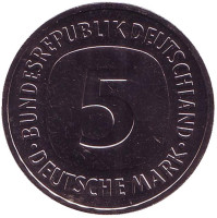 Монета 5 марок. 1983 год (D), Германия. UNC.
