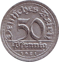 50 пфеннигов. 1921 год (G), Веймарская республика.