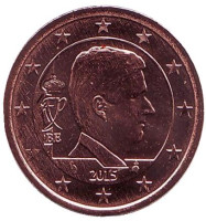 Монета 2 цента. 2015 год, Бельгия.