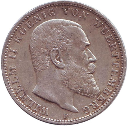 Монета 3 марки. 1910 год, Германская империя. Вюртемберг.