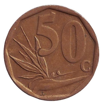 Монета 50 центов. 2003 год, ЮАР. Стрелитция.