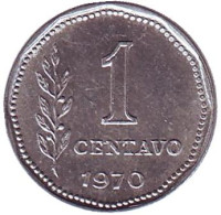 Монета 1 сентаво. 1970 год, Аргентина. 
