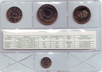 Годовой набор монет Швеции. (4 штуки). 1990 год, Швеция. (мягкий пластик)
