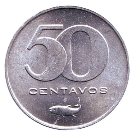 Монета 50 сентаво. 1977 год, Кабо-Верде. Рыба.