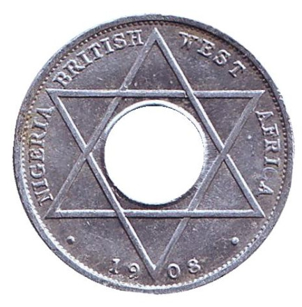 Монета 1/10 пенни. 1908 год, Британская Западная Африка. (Алюминий)