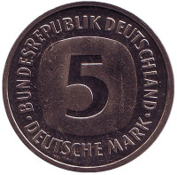 Монета 5 марок. 1983 год (F), Германия. UNC.