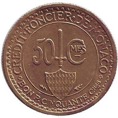 Монако 50 сантимов. 1926 год, Монако.