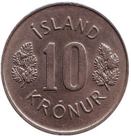 Монета 10 крон. 1973 год, Исландия. Монета 10 крон. 1973 год, Исландия.