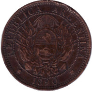 Монета 2 сентаво. 1890 год, Аргентина. Монета 2 сентаво. 1890 год, Аргентина.