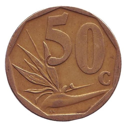 Монета 50 центов. 2010 год, ЮАР. Стрелитция.