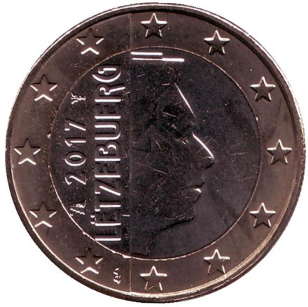Монета 1 евро. 2017 год, Люксембург.