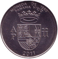 Панама-Вьехо - валюта 1580 года. Монета 1/2 бальбоа. 2011 год, Панама. UNC.