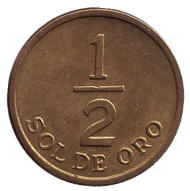 Монета 1/2 соля. 1976 год, Перу. Монета 1/2 соля. 1976 год, Перу.