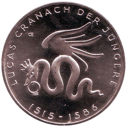 Монета 10 евро. 2015 год, Германия. 500 лет со дня рождения Лукаса Кранаха Младшего.