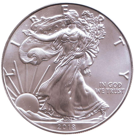 Монета 1 доллар, 2018 год, США. Шагающая свобода.