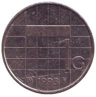 Монета 1 гульден. 1993 год, Нидерланды. Монета 1 гульден. 1993 год, Нидерланды.