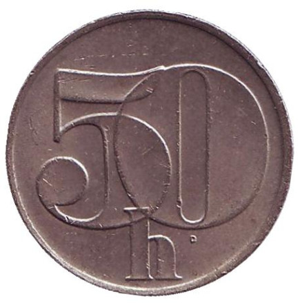Монета 50 геллеров. 1992 год, Чехословакия.