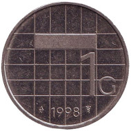 Монета 1 гульден. 1998 год, Нидерланды. Монета 1 гульден. 1998 год, Нидерланды.