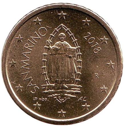 Монета 50 центов. 2018 год, Сан-Марино.