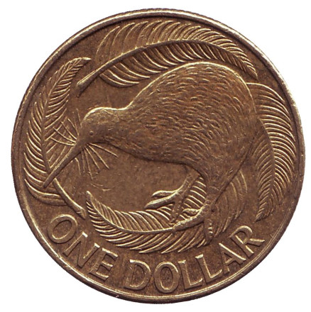 Монета 1 доллар. 2005 год, Новая Зеландия. Киви (птица).
