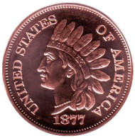 Индеец. Монетовидный жетон. Унция меди 999. США. (Вар. III) Индеец. Монетовидный жетон. Унция меди 999. США. (Вар. III)