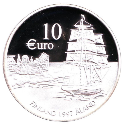 Монета 10 евро. 1997 год, Финляндия. Аландские острова.