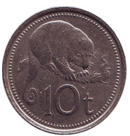 Монета 10 тойа. 1976 год, Папуа-Новая Гвинея. (Тип 2). Опоссум. Монета 10 тойа. 1976 год, Папуа-Новая Гвинея. (Тип 2). Опоссум.