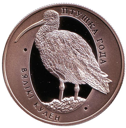 Монета 1 рубль. 2011 год, Беларусь. Большой кроншнеп. Птица года.
