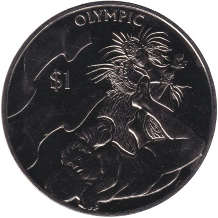 Монета 1 доллар. 2016 год, Британские Виргинские острова. XXXI летние Олимпийские Игры, Рио-де-Жанейро 2016. Пляжный волейбол.