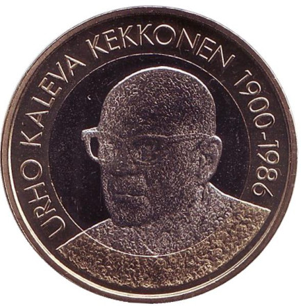 Монета 5 евро. 2017 год, Финляндия. Урхо Калева Кекконен. Президенты Финляндии.