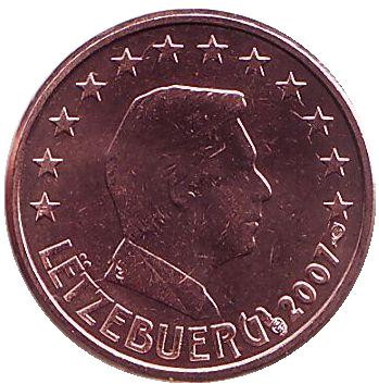 Монета 1 цент. 2007 год, Люксембург.