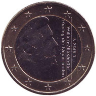 Монета 1 евро. 2015 год, Нидерланды. Монета 1 евро. 2015 год, Нидерланды.