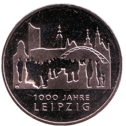 Монета 10 евро. 2015 год, Германия. 1000 лет городу Лейпциг.